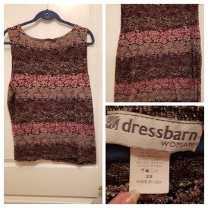 Embroidery on lace style round neck tank top